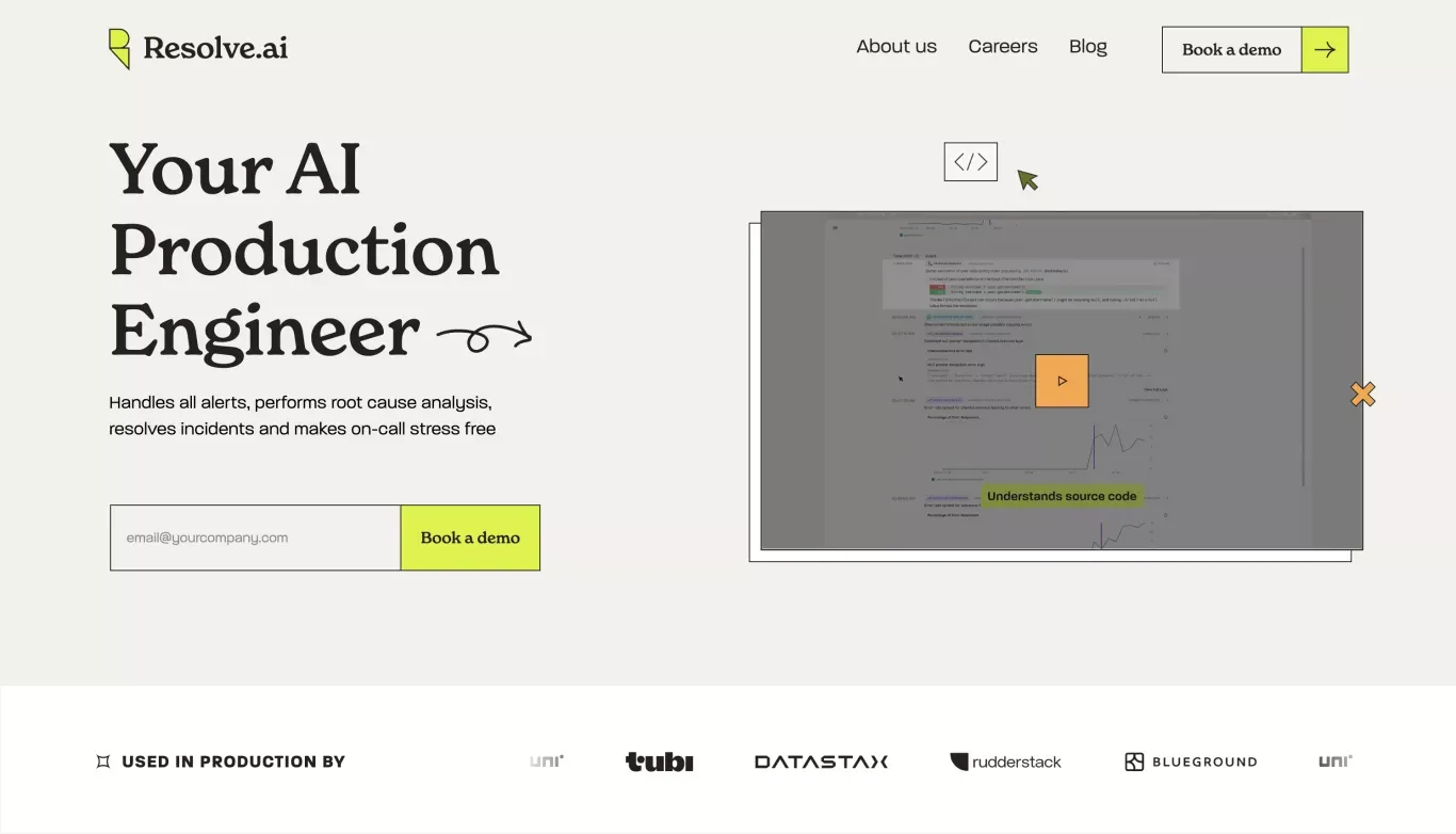 Resolve.ai | Your AI Production Engineer - Landing design