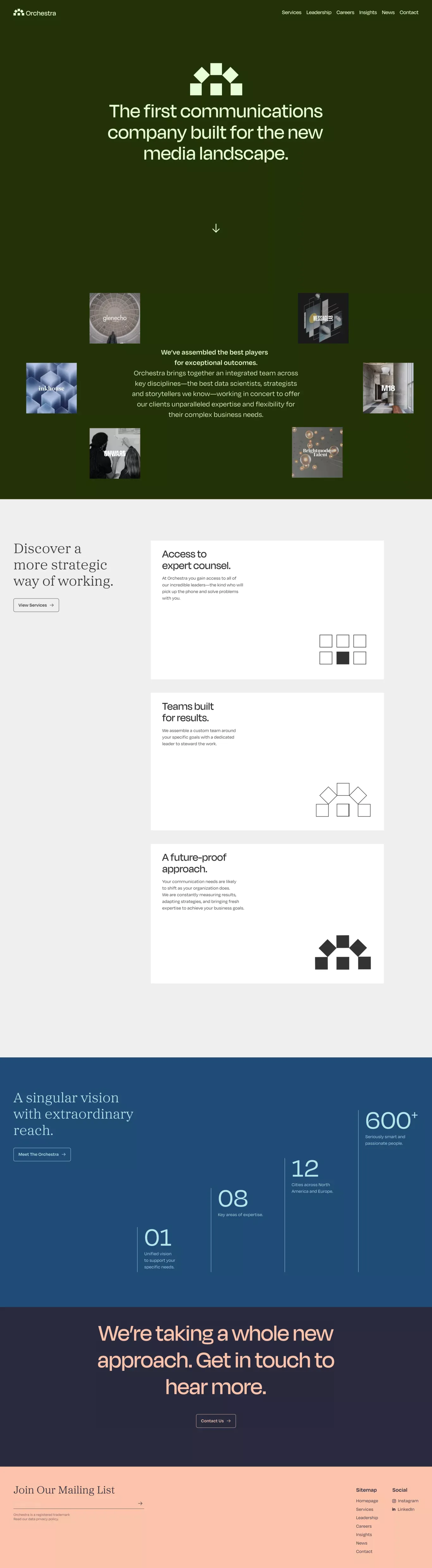 Communications for the New Media Landscape | Orchestra - Landing design