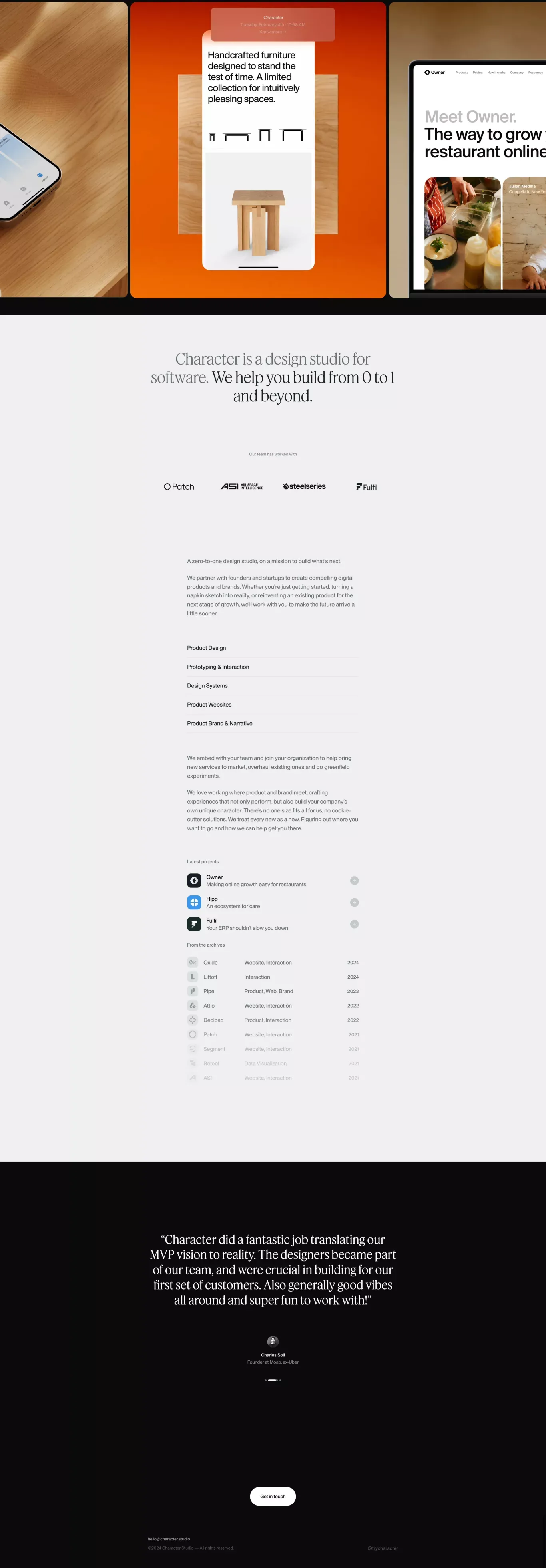 Character · A design studio for early-stage - Portfolio design