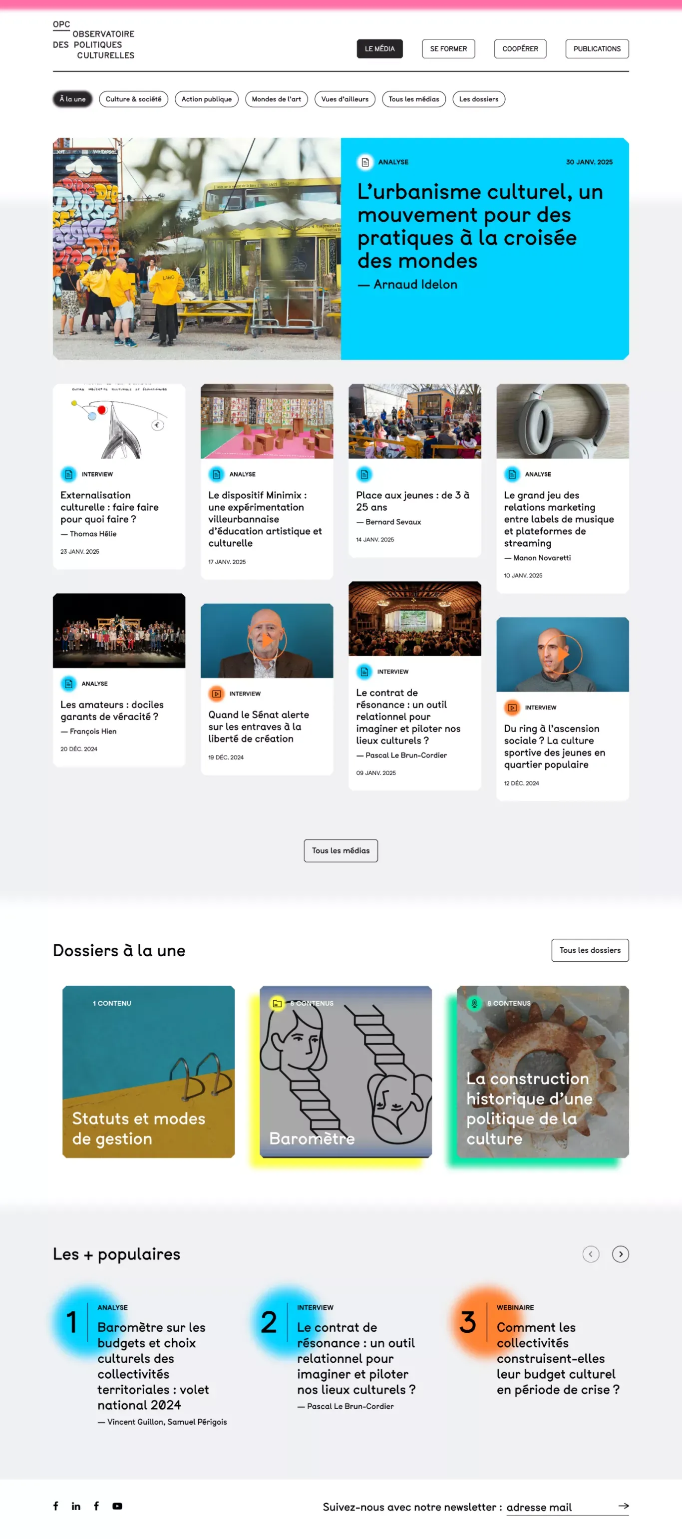 Observatoire des politiques culturelles - Blog design