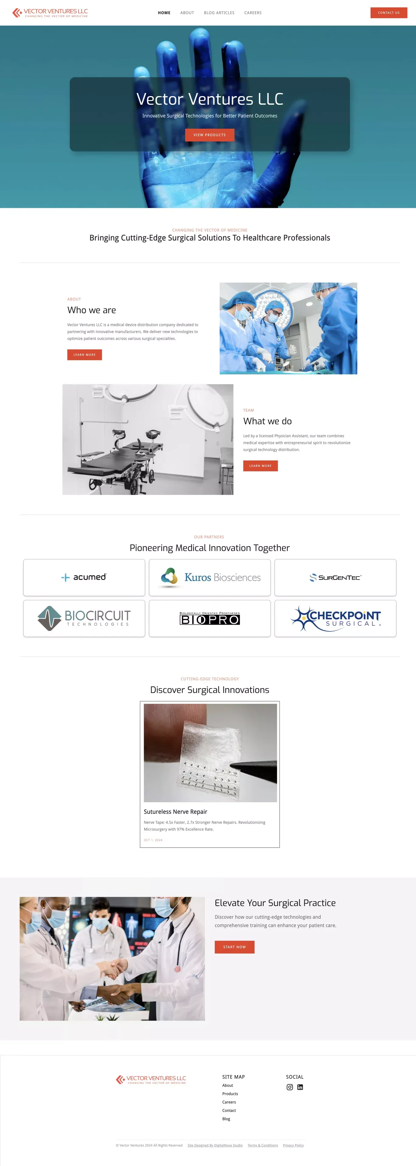 Vector Ventures LLC | Medical Device Sales - Landing design
