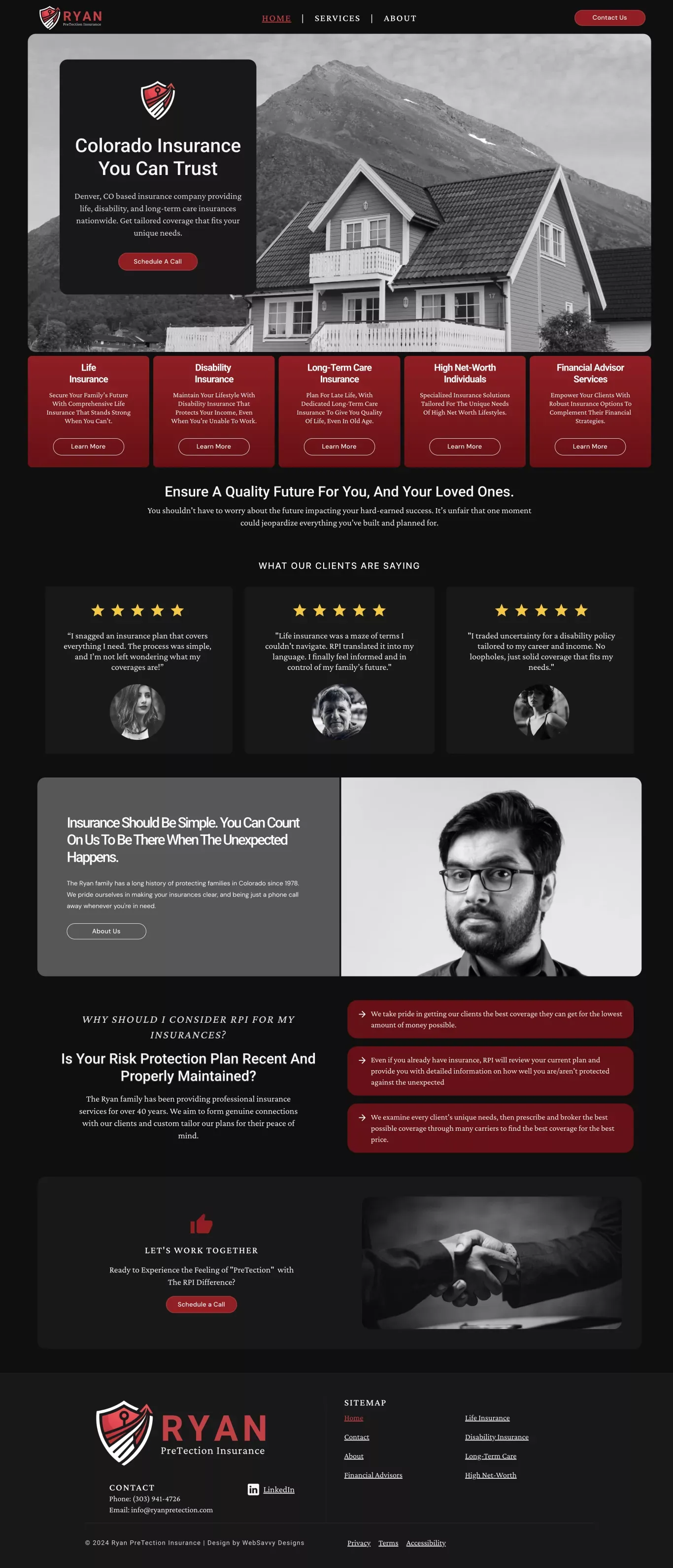 Ryan Protection â Personalized Insurance Solutions for Individuals and Businesses - Landing design