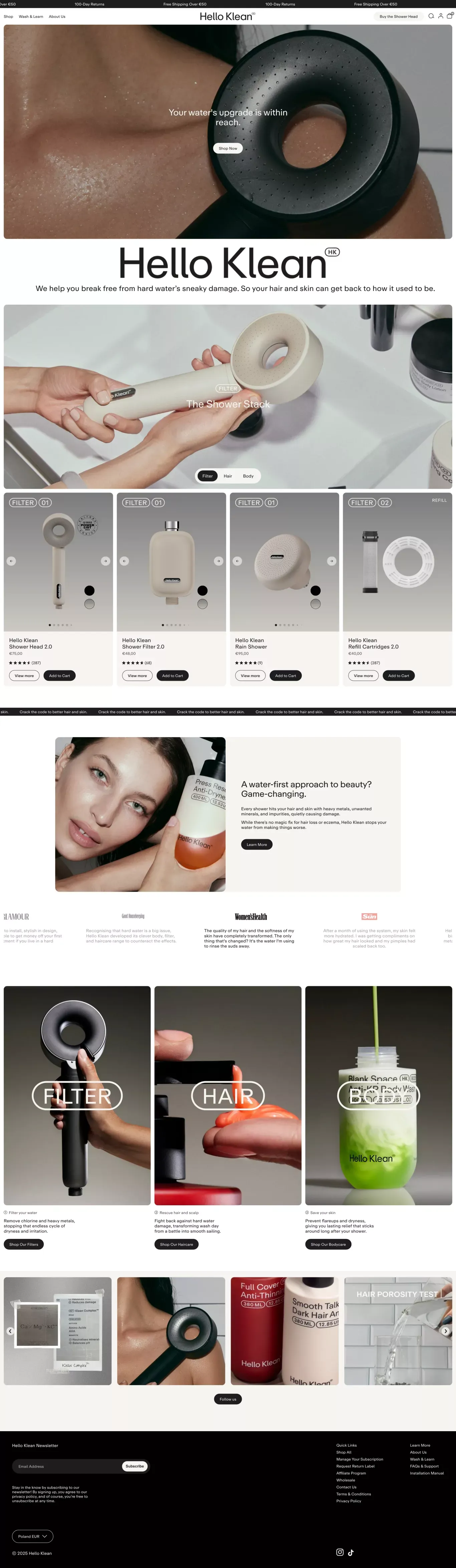 Hello Klean | Beauty Solutions for your water - Ecommerce design