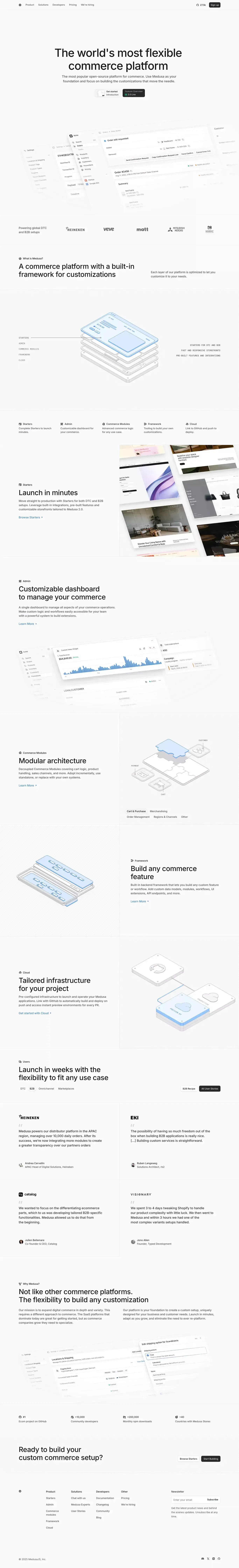 Medusa - World's most flexible commerce platform - Landing design