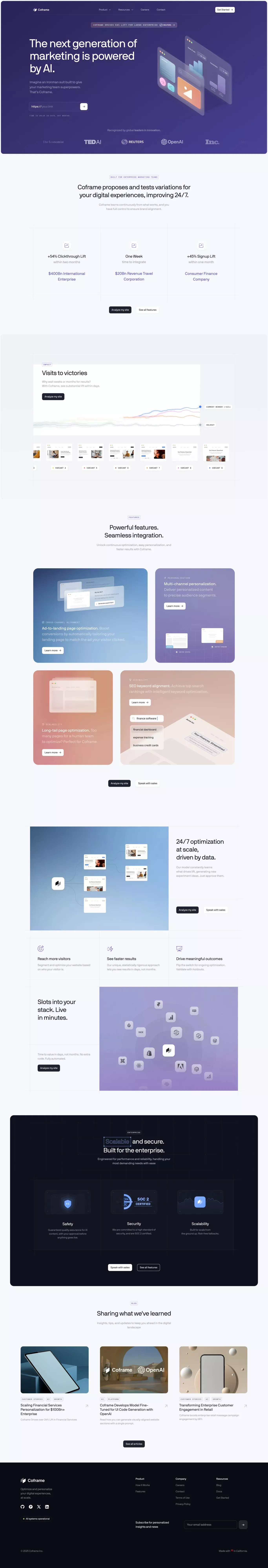 Coframe – Automate Website Growth 24/7 - Landing design