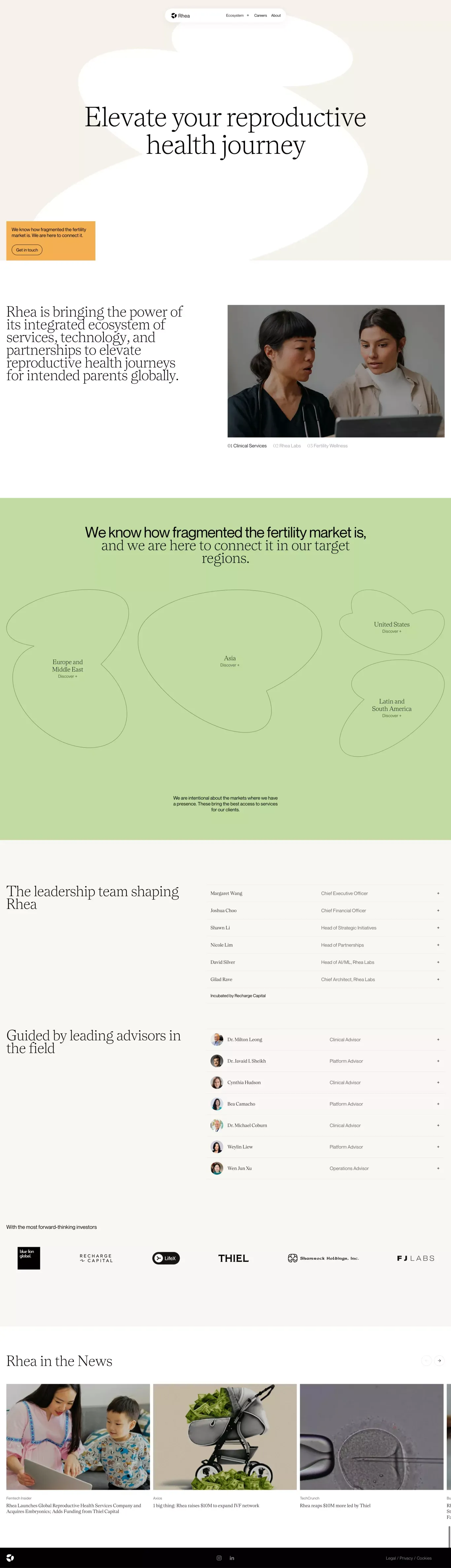 Elevate your reproductive health journey - Rhea Fertility - Portfolio design