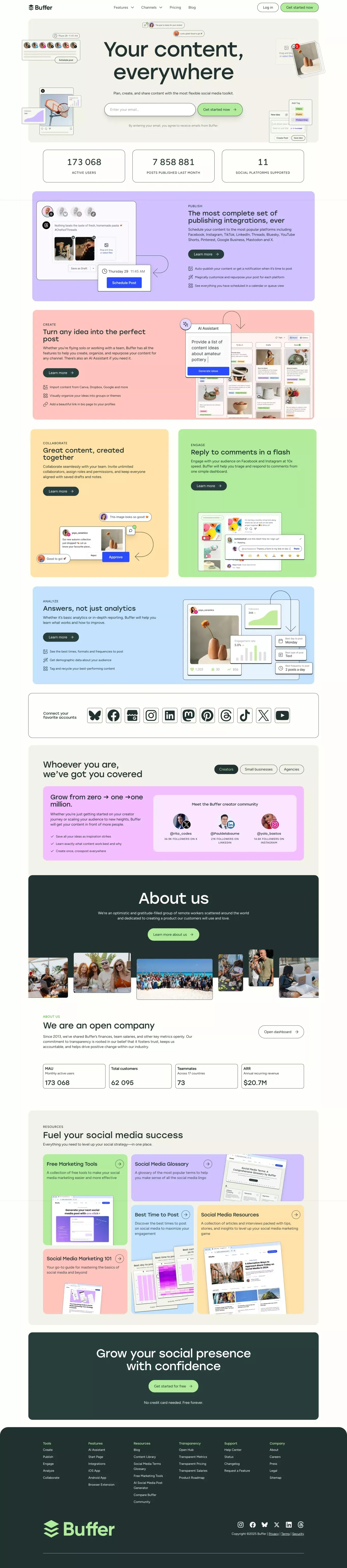 Buffer: Social media management for everyone - Landing design