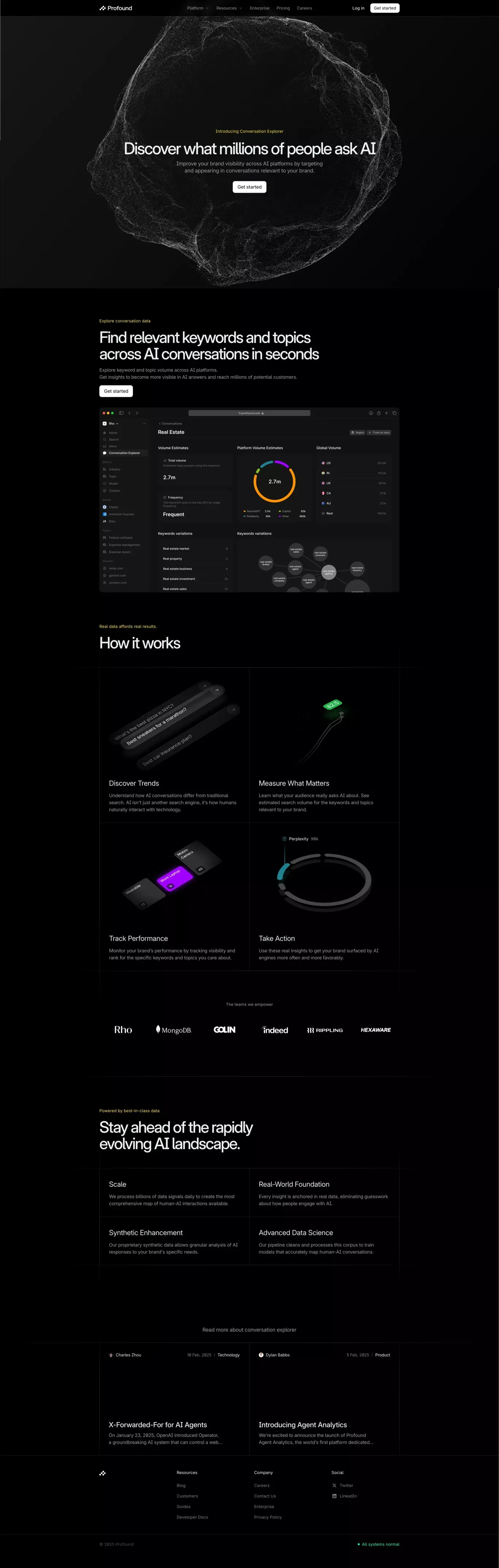 Conversation Explorer - Profound - Landing design