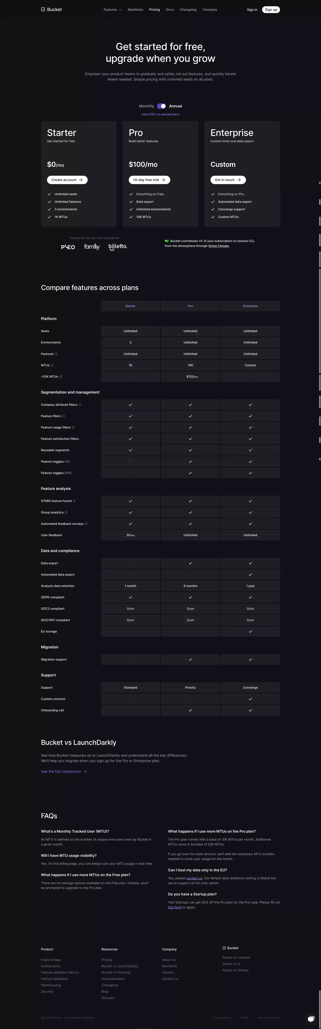 Pricing | Bucket - Pricing design