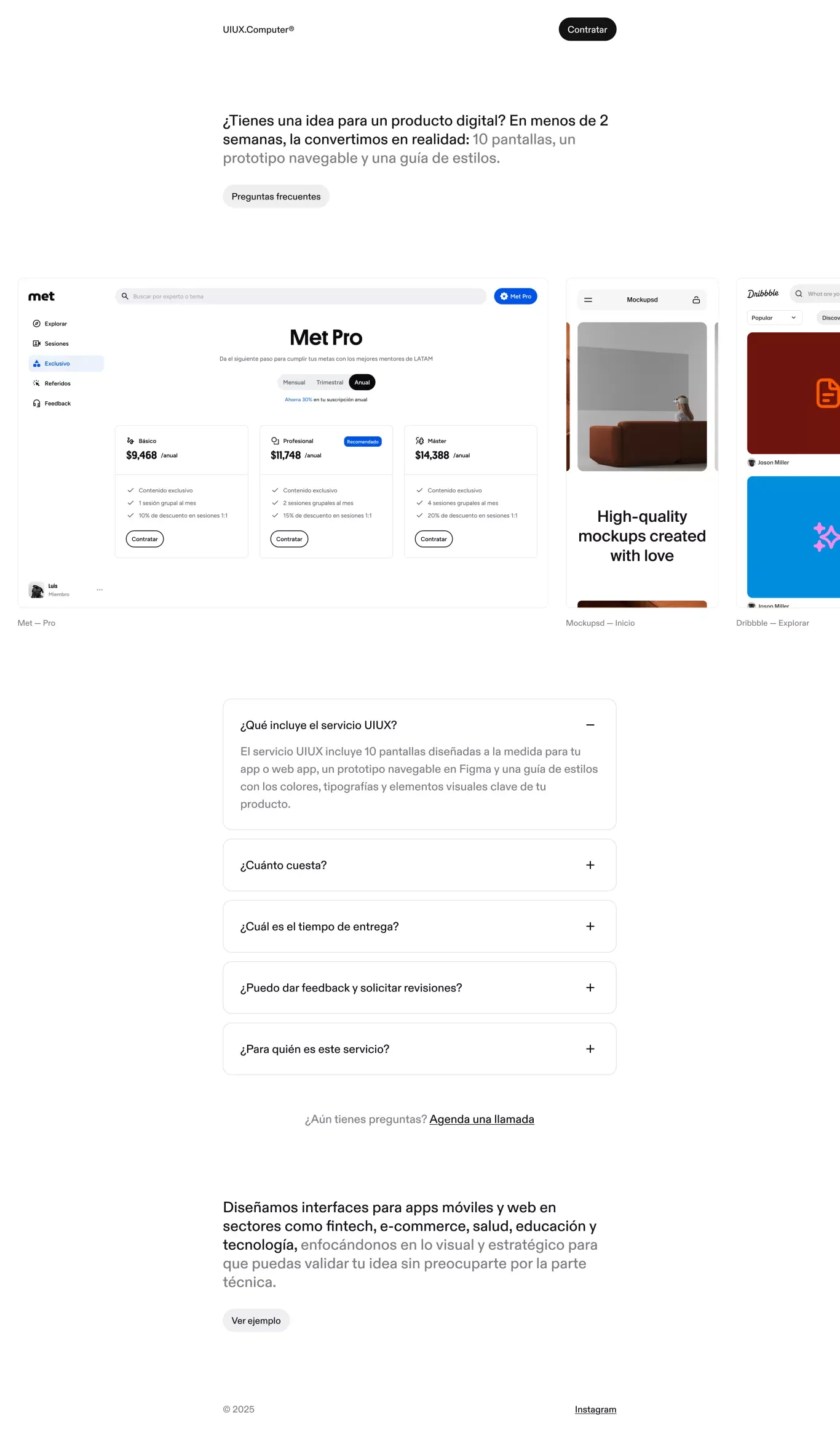 UI's en 2 semanas — Tú imaginas, nosotros diseñamos. - Landing design