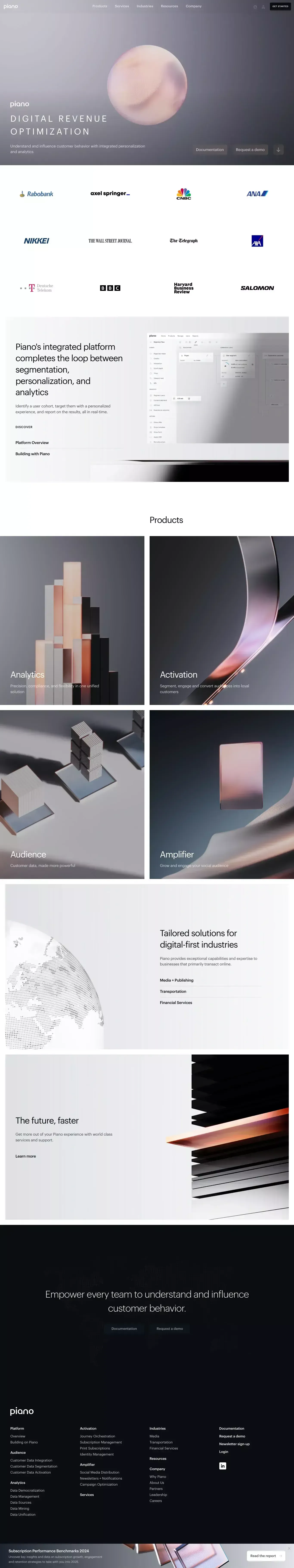 Piano | Data-Driven Customer Engagement Solutions - Landing design