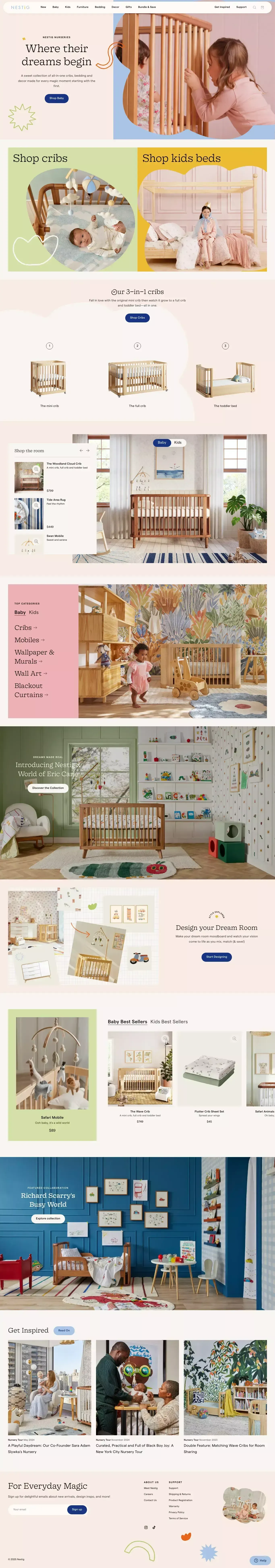 Nestig | Delightful Baby & Kids Furniture & Decor - Ecommerce design