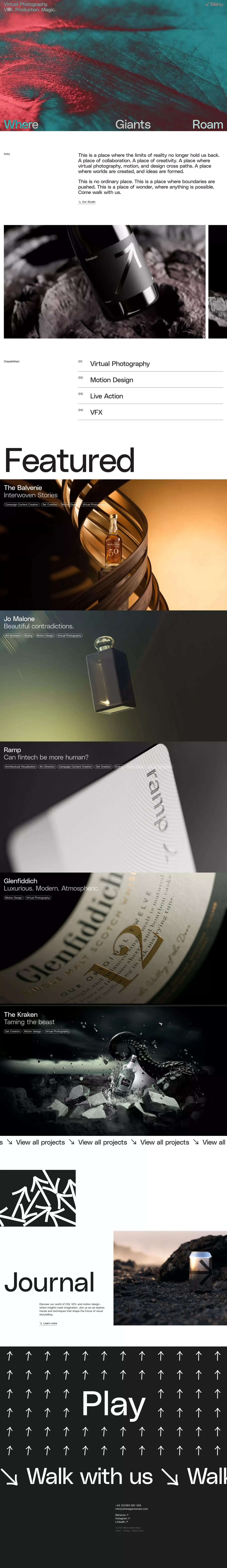 CGI and Creative Agency | Where Giants Roam - Portfolio design