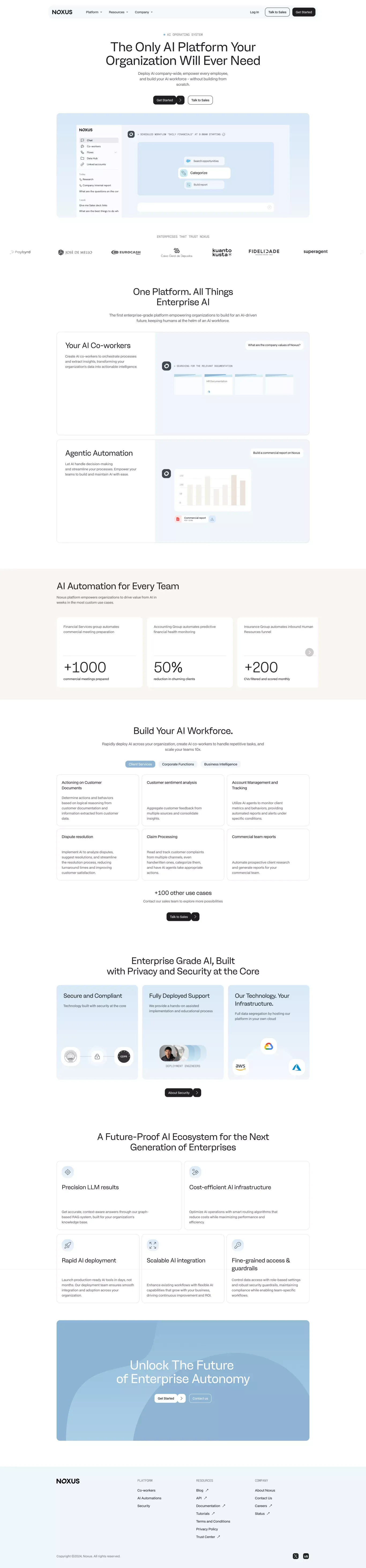 Noxus - One Platform. All Things Enterprise AI - Landing design
