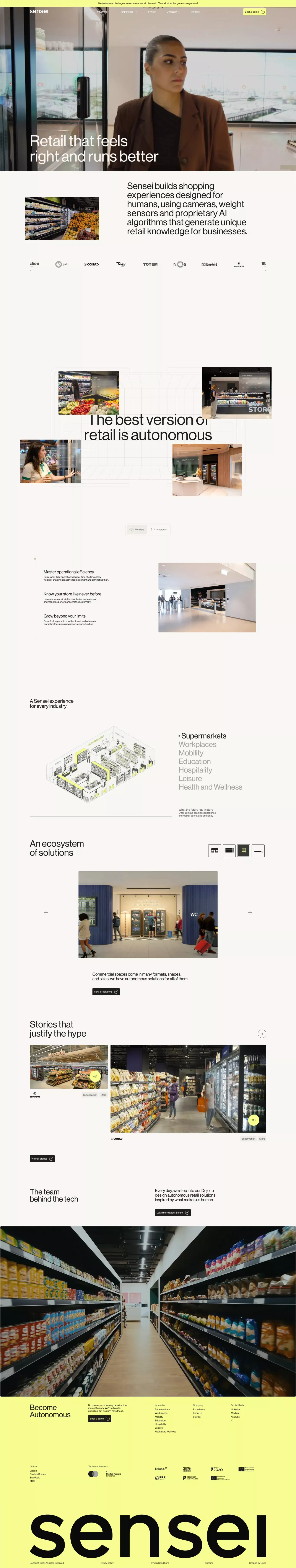 Sensei - Autonomous Retail Experiences - Landing design