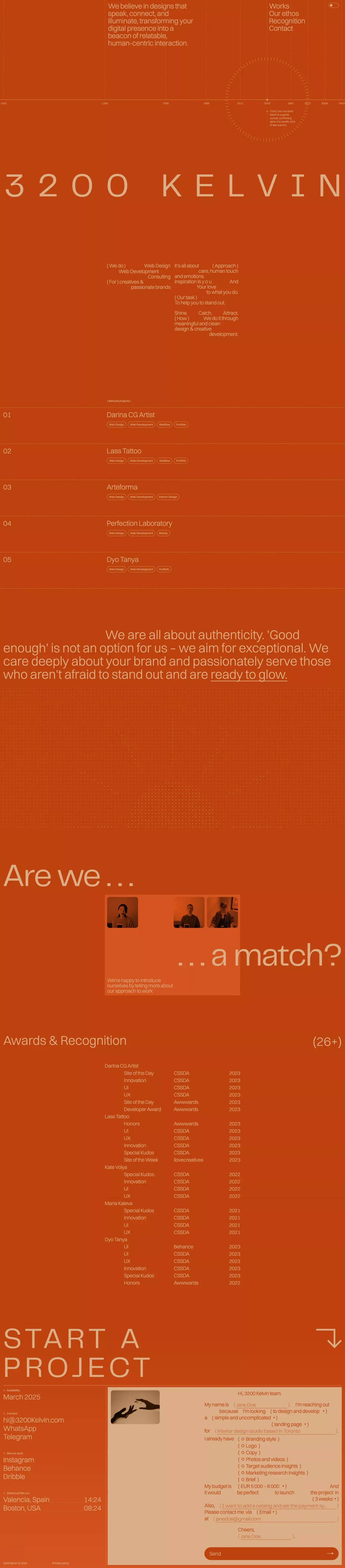 3200 Kelvin — Web Design Studio - Portfolio design