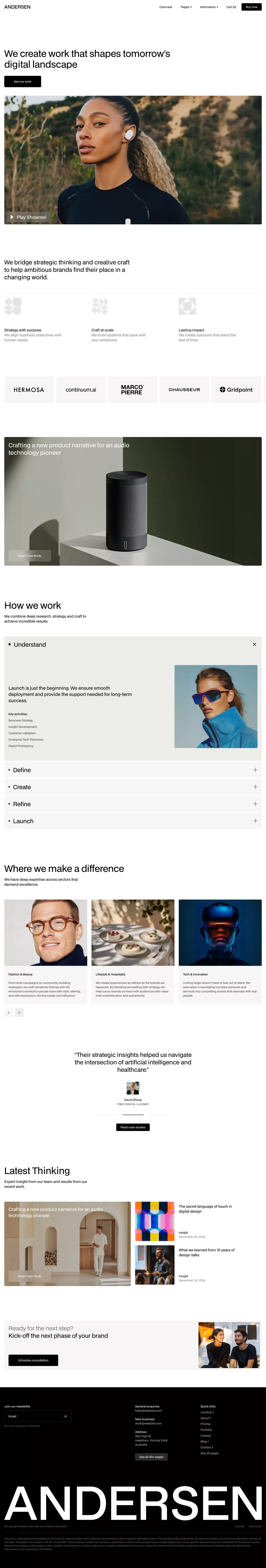 Andersen Website Page Template for Webflow - Template design