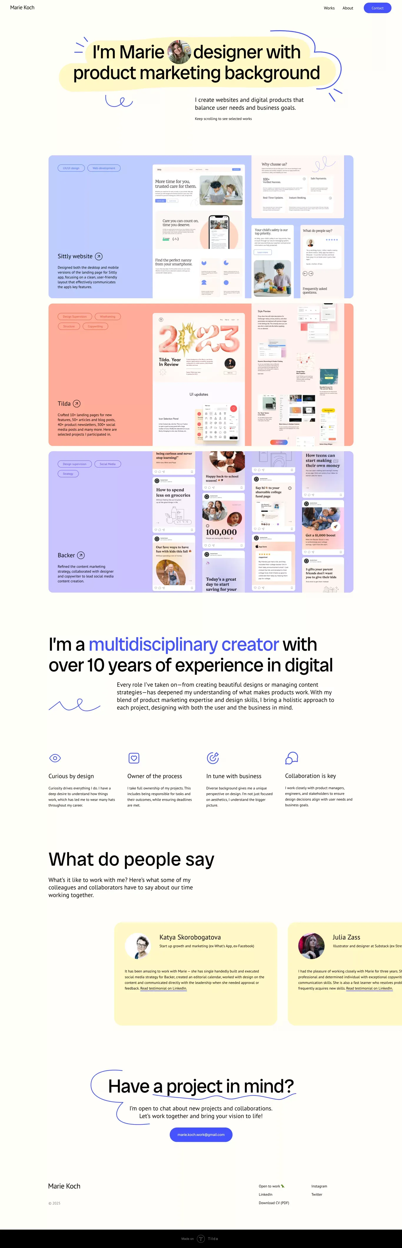 Marie Kochetkova—Web and Product Designer - Portfolio design