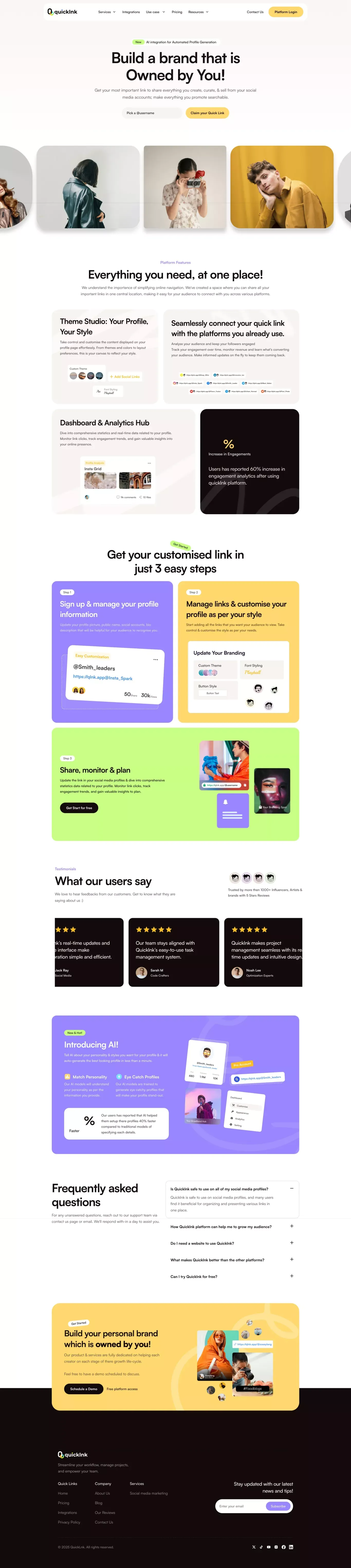 Link in bio tool: Everything you are, in one simple link | QuickLnk - Landing design