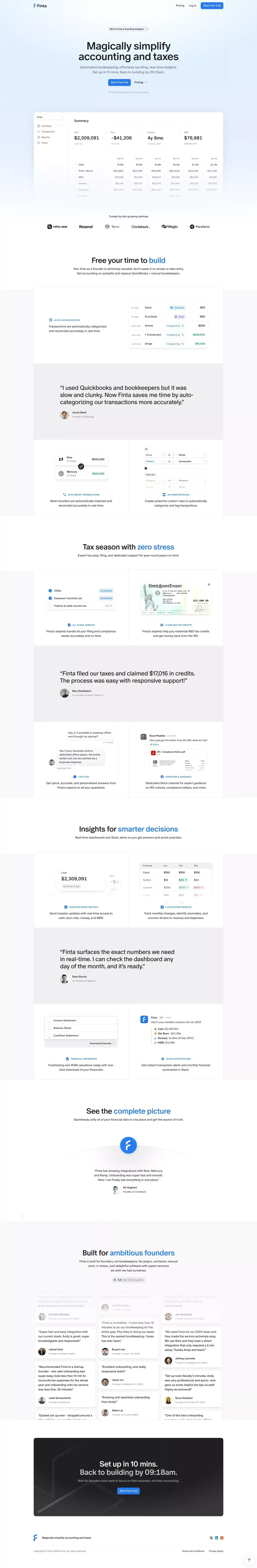 Finta: Taxes & Accounting Simplified - Landing design
