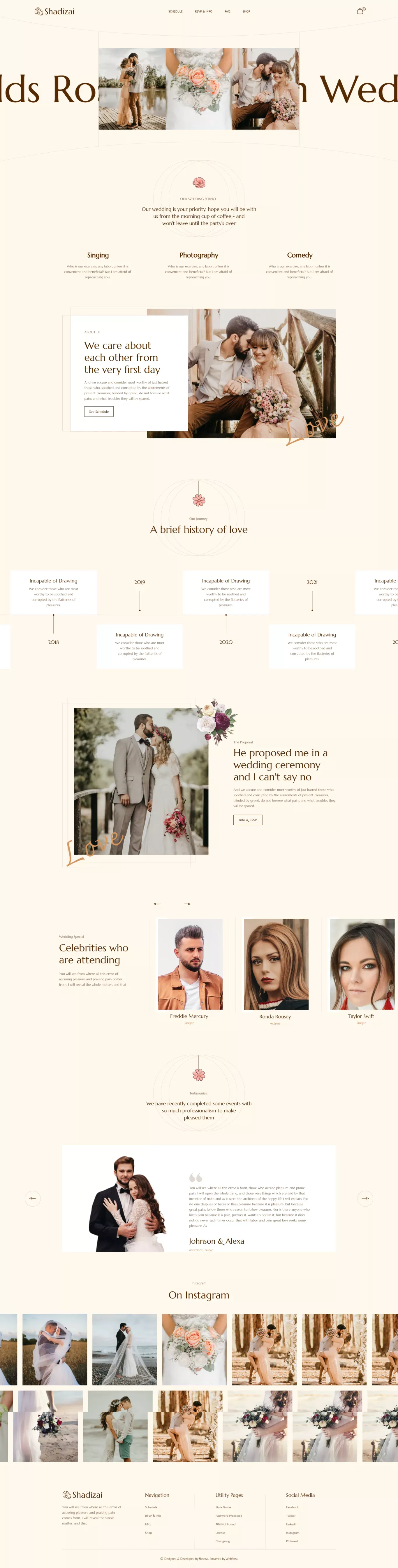 Shadizai - Wedding Webflow Template | Flowzai - Template design