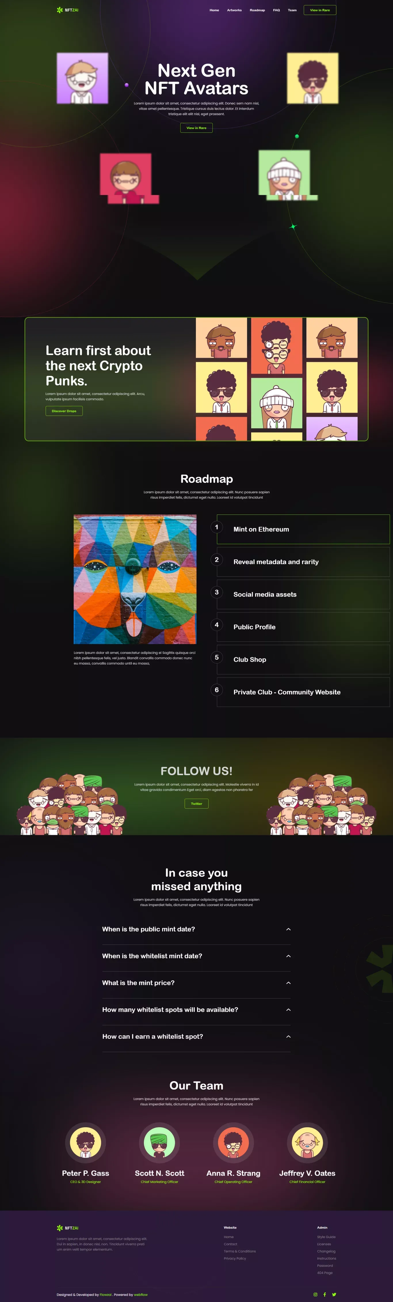 NFTZAI - Webflow NFT Template | Flowzai - Template design