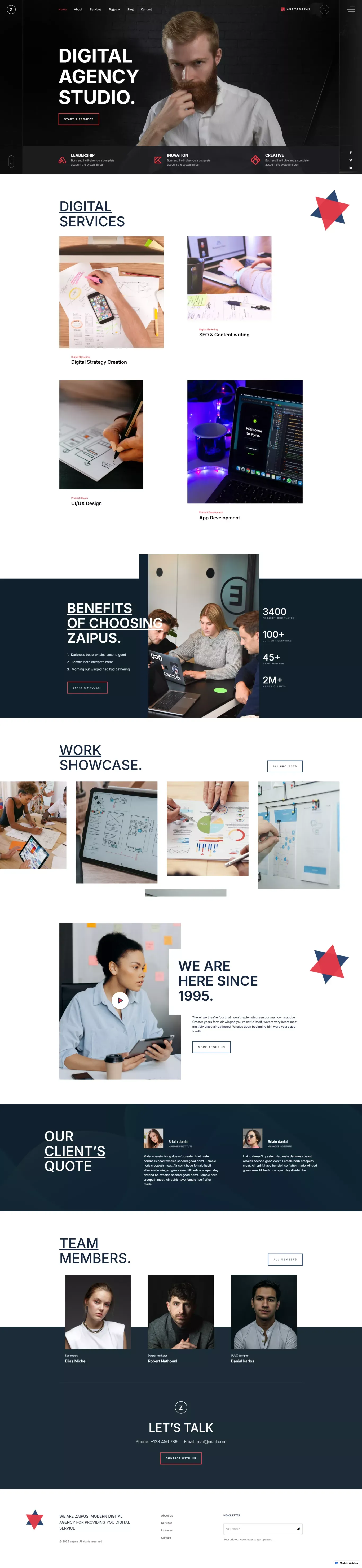 Zaipus - Webflow Agency Template | Flowzai - Template design