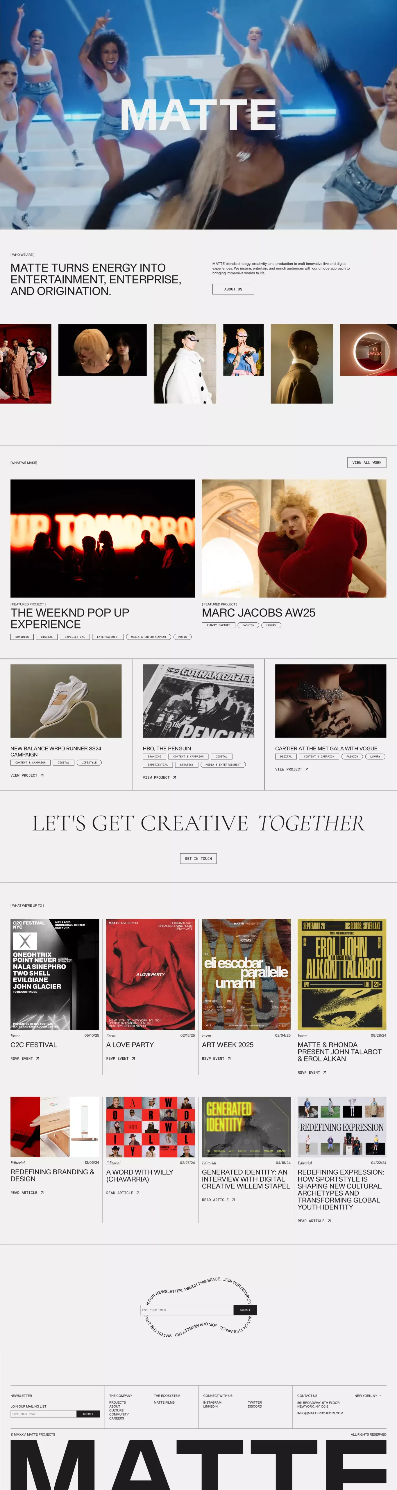 Creative Strategy Production | MATTE Projects - Portfolio design