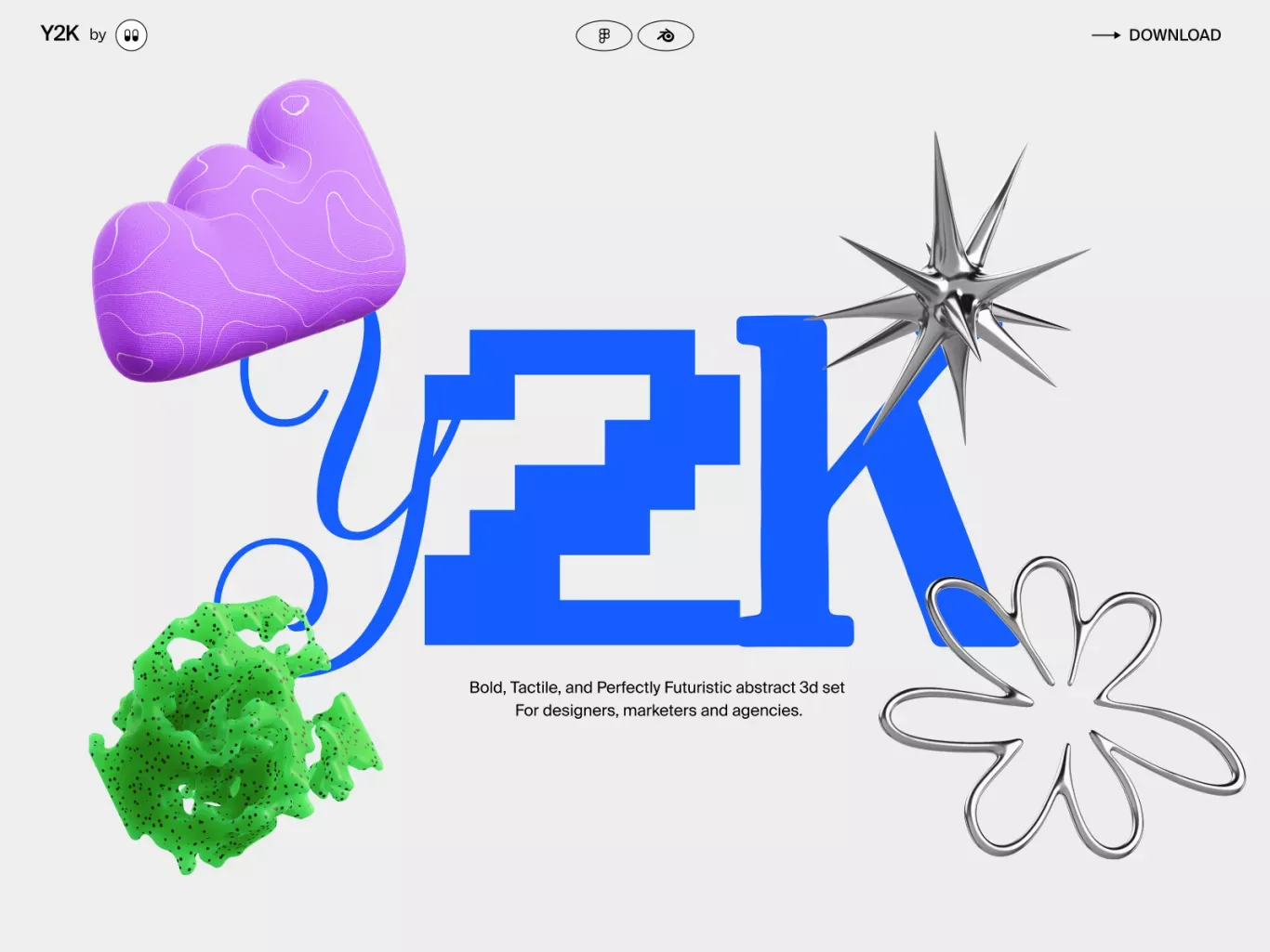 Y2K abstract 3d illustrations - Landing design
