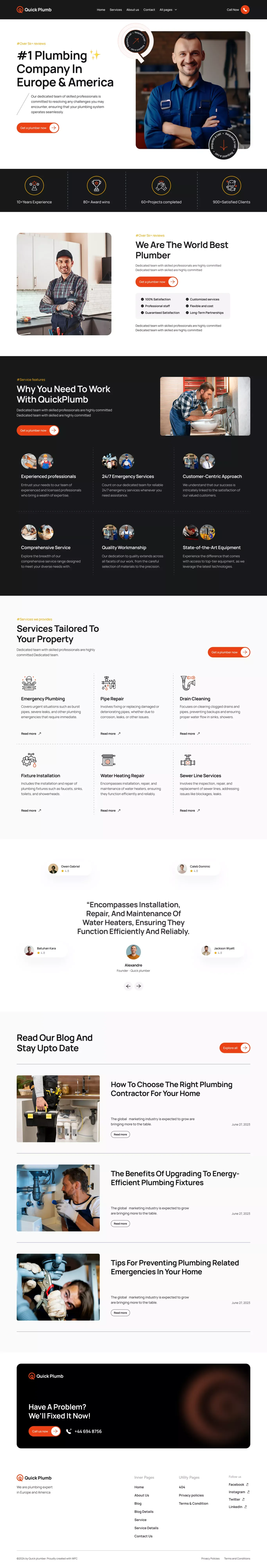 QuickPlumber â Plumbing Services Website Template - Template design