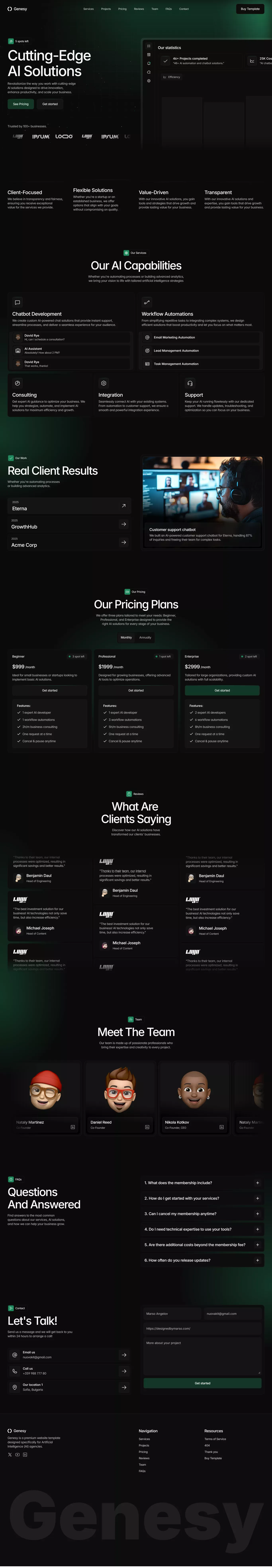Genesy - Framer Template for AI Agency - Landing design