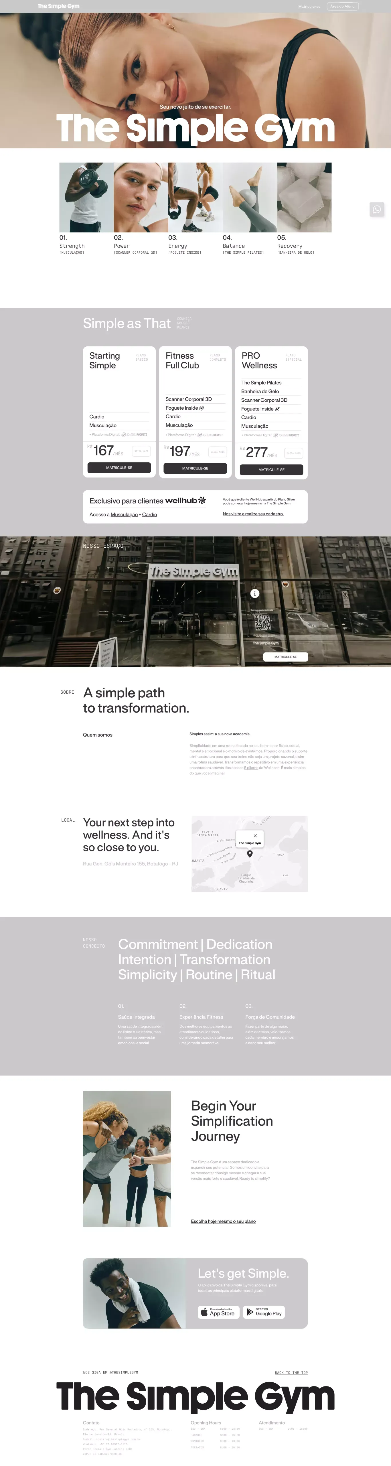 The Simple Gym | Seu novo jeito de se exercitar no Rio de Janeiro @thesimplegym - Landing design