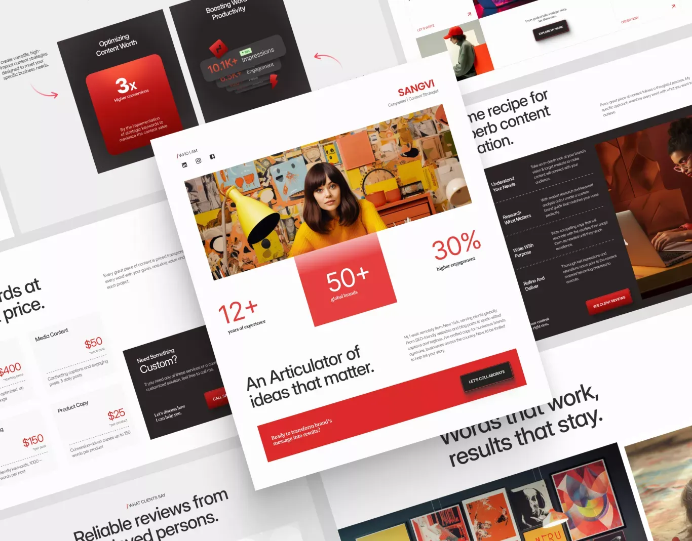 Type - Onepage Copywriter Portfolio - Portfolio design