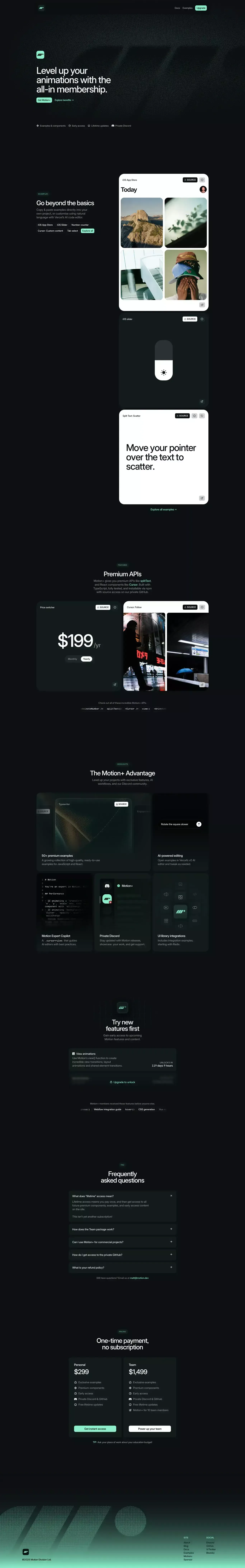 Motion+ — Level up your animations with the all-in membership - Landing design