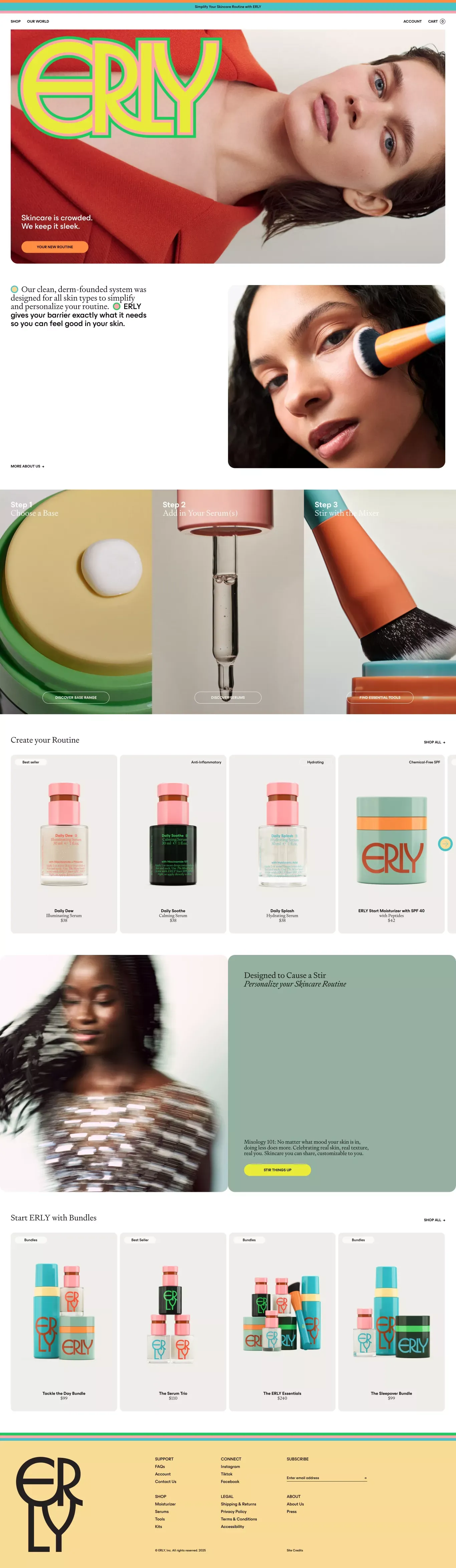 ERLY Skincare - Clean, Dermatologist-Backed, Simple & Effective - Ecommerce design