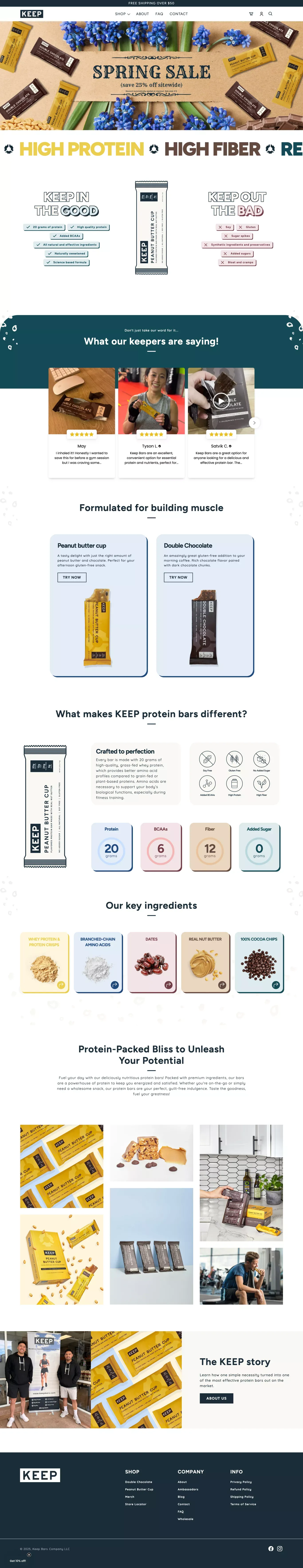Keep Bars - All Natural 20g Muscle Focused Protein Bars & added BCAAs! - Ecommerce design