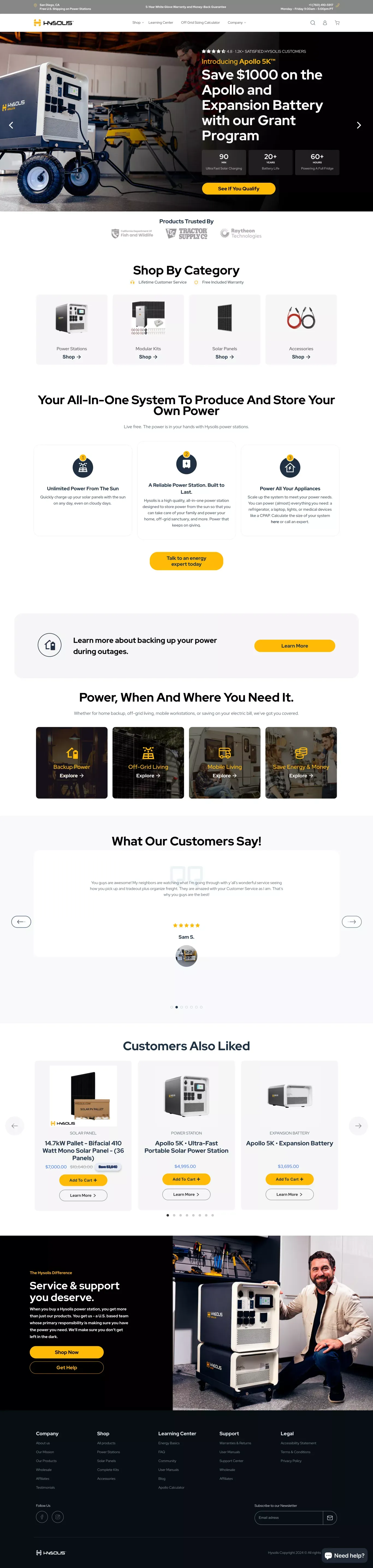 Hysolis: Off Grid Portable Solar Power Systems - Ecommerce design