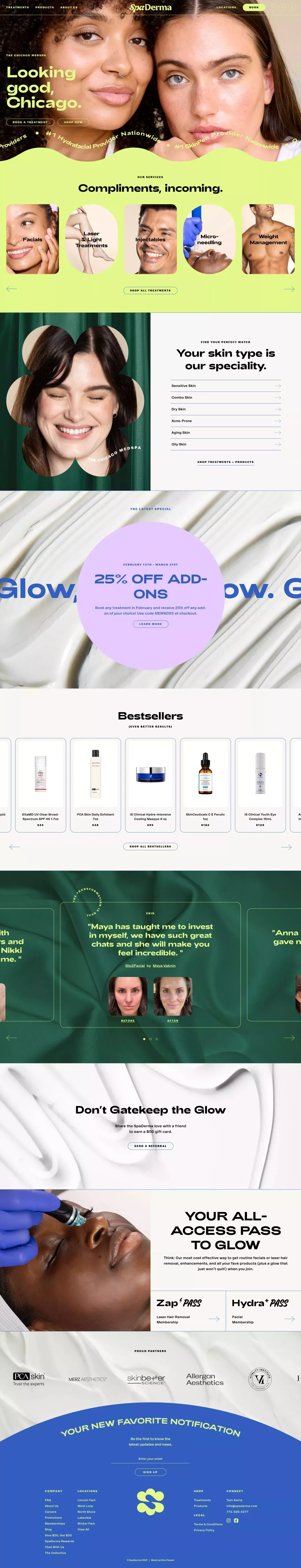 Chicago Medical Spa & Skincare | SpaDerma Medspa | Facials & Laser - Landing design