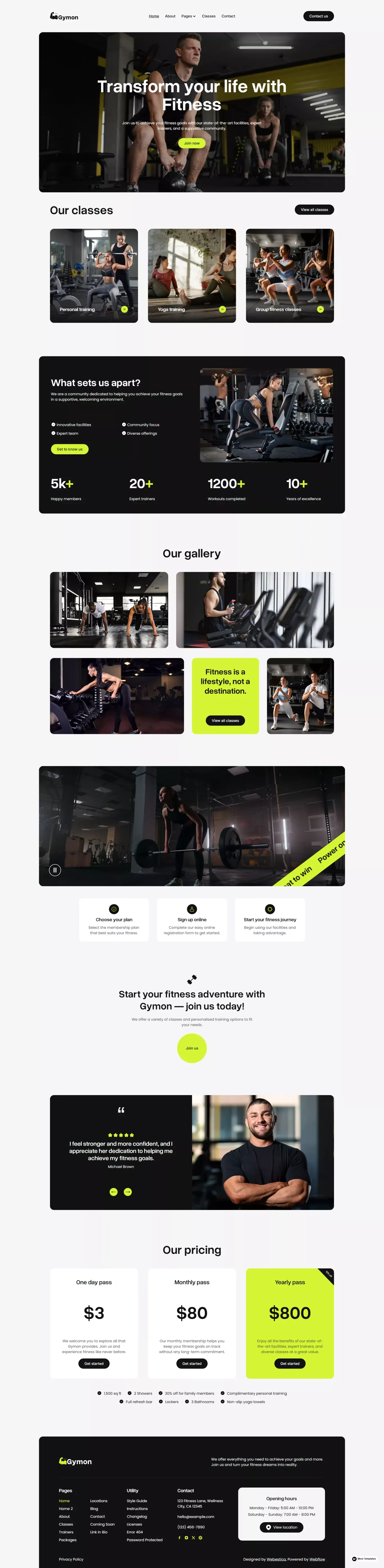 Gymon - Webflow Ecommerce website template - Landing design