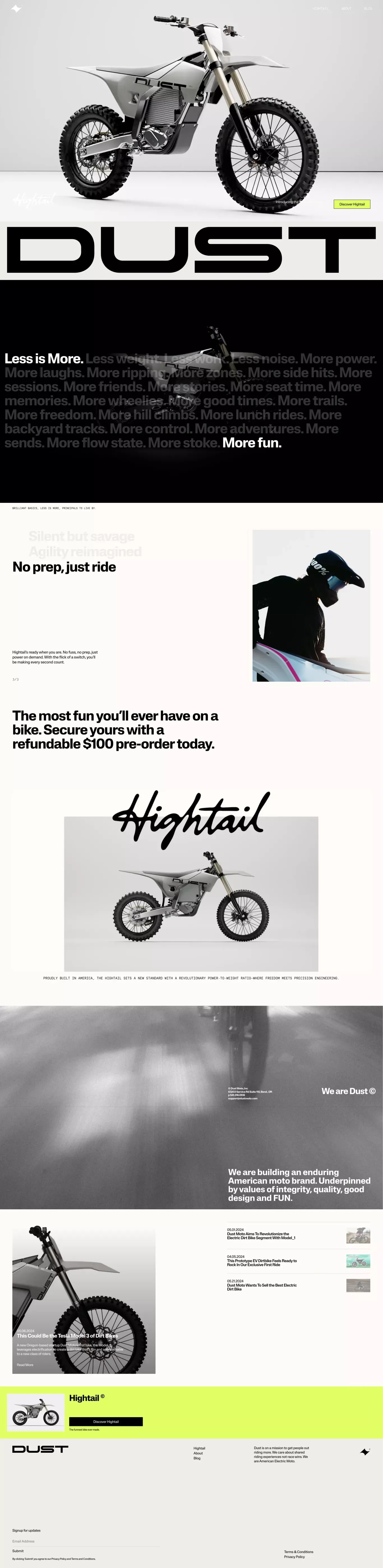 Dust Moto - American Electric Moto - Landing design