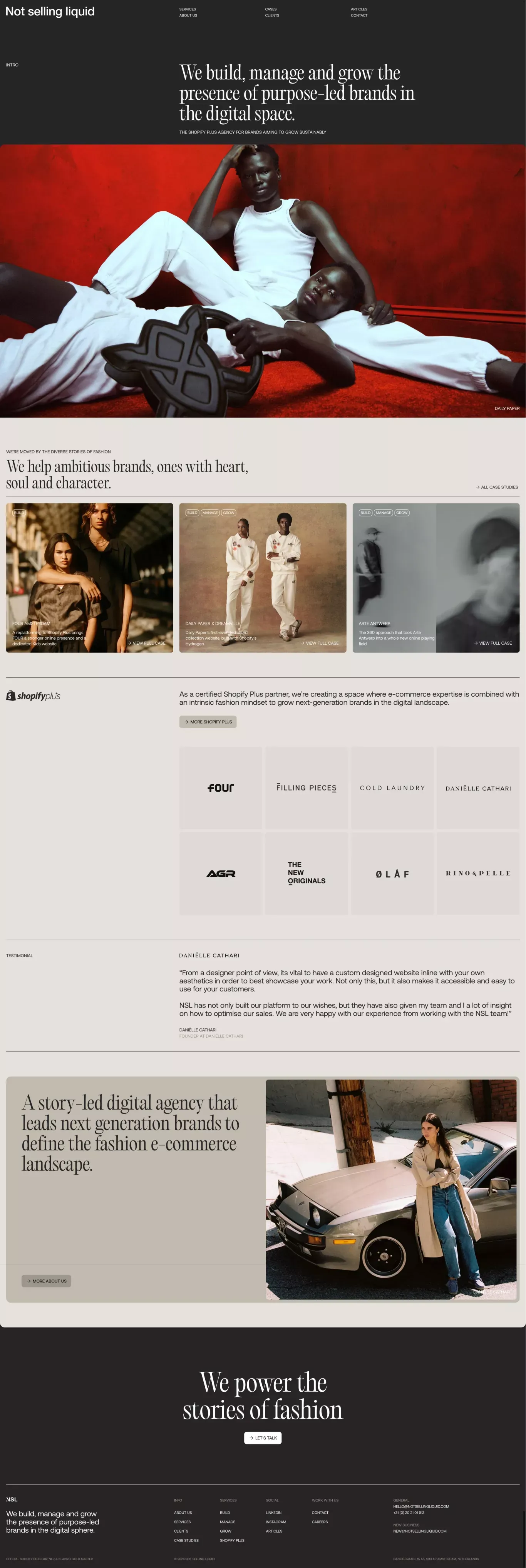 Not selling liquid - We build, manage, and grow fashion brands - Portfolio design