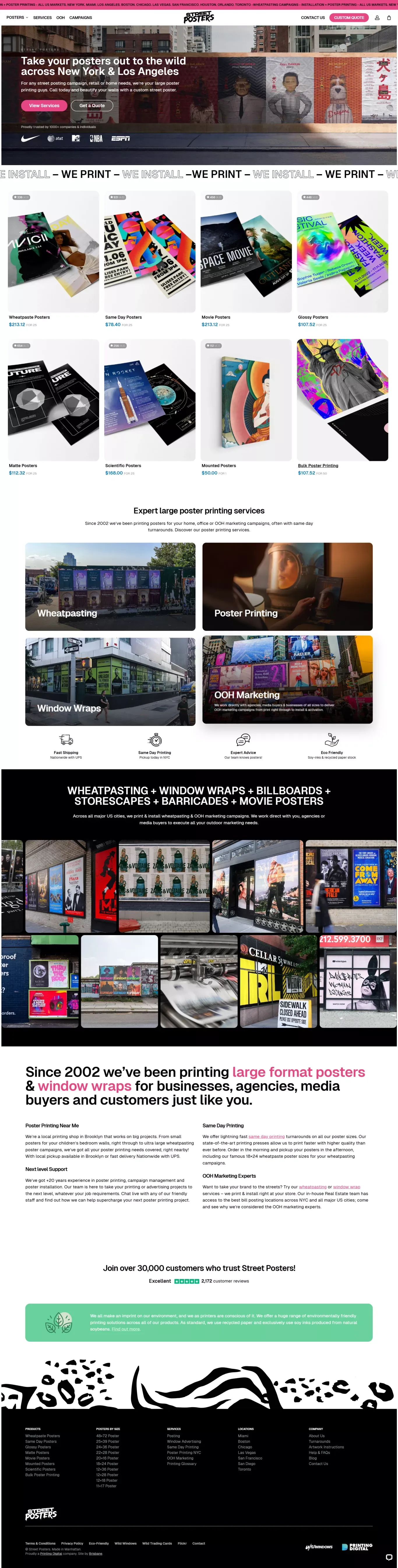 Street Posters | 🐅 NYC Large Poster Printing Service - Landing design