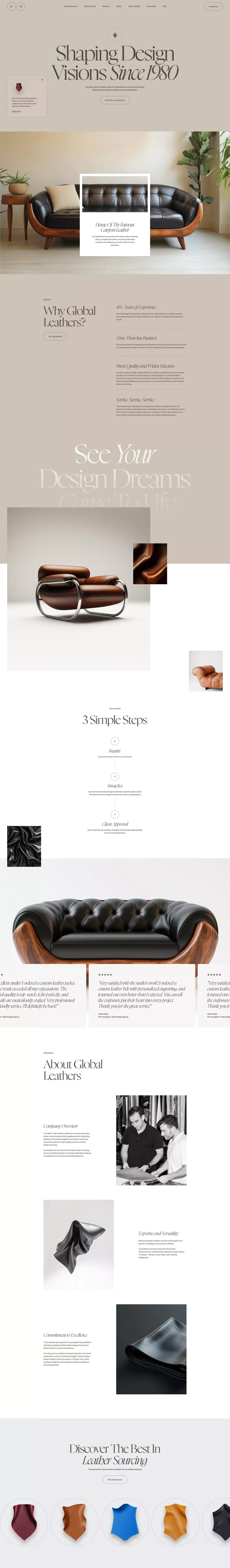 Global Leathers - Landing design