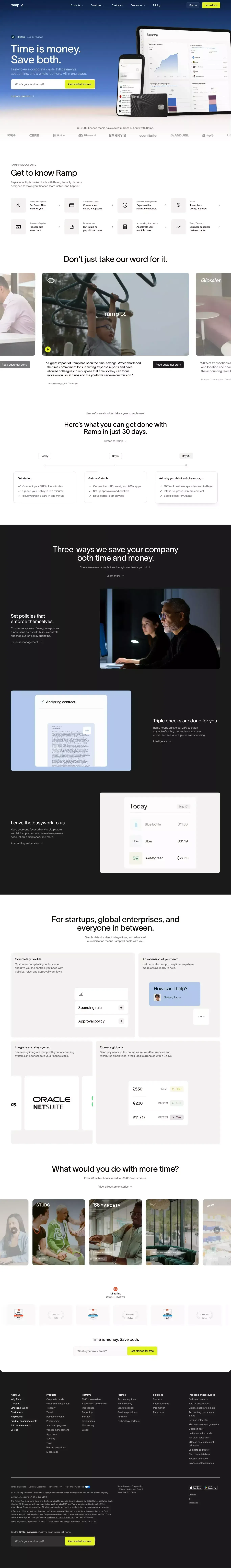 Spend Management, Corporate Cards & Accounts Payable Solutions | Ramp - Landing design