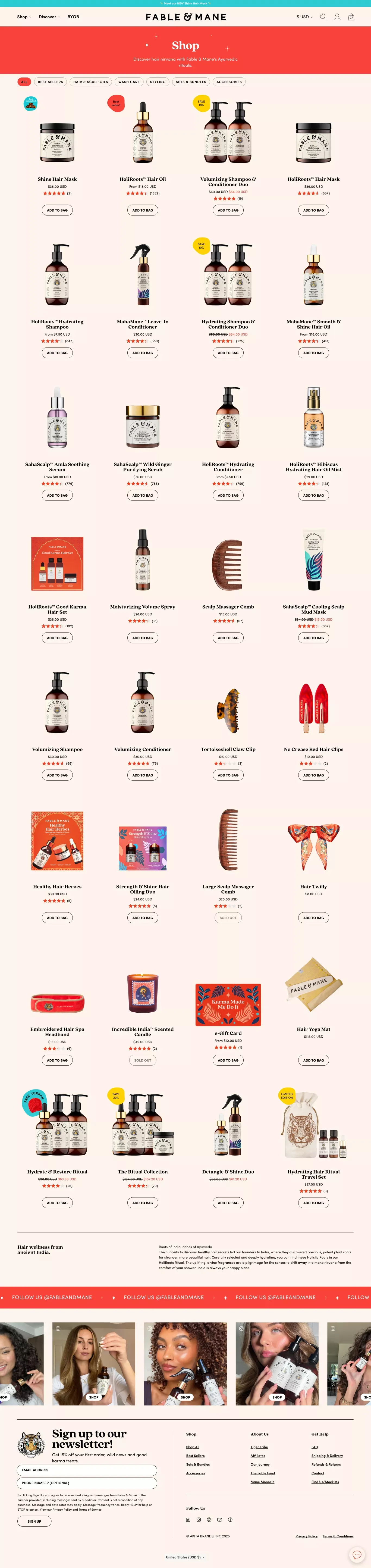 Shop | Fable & Mane - Product listing design