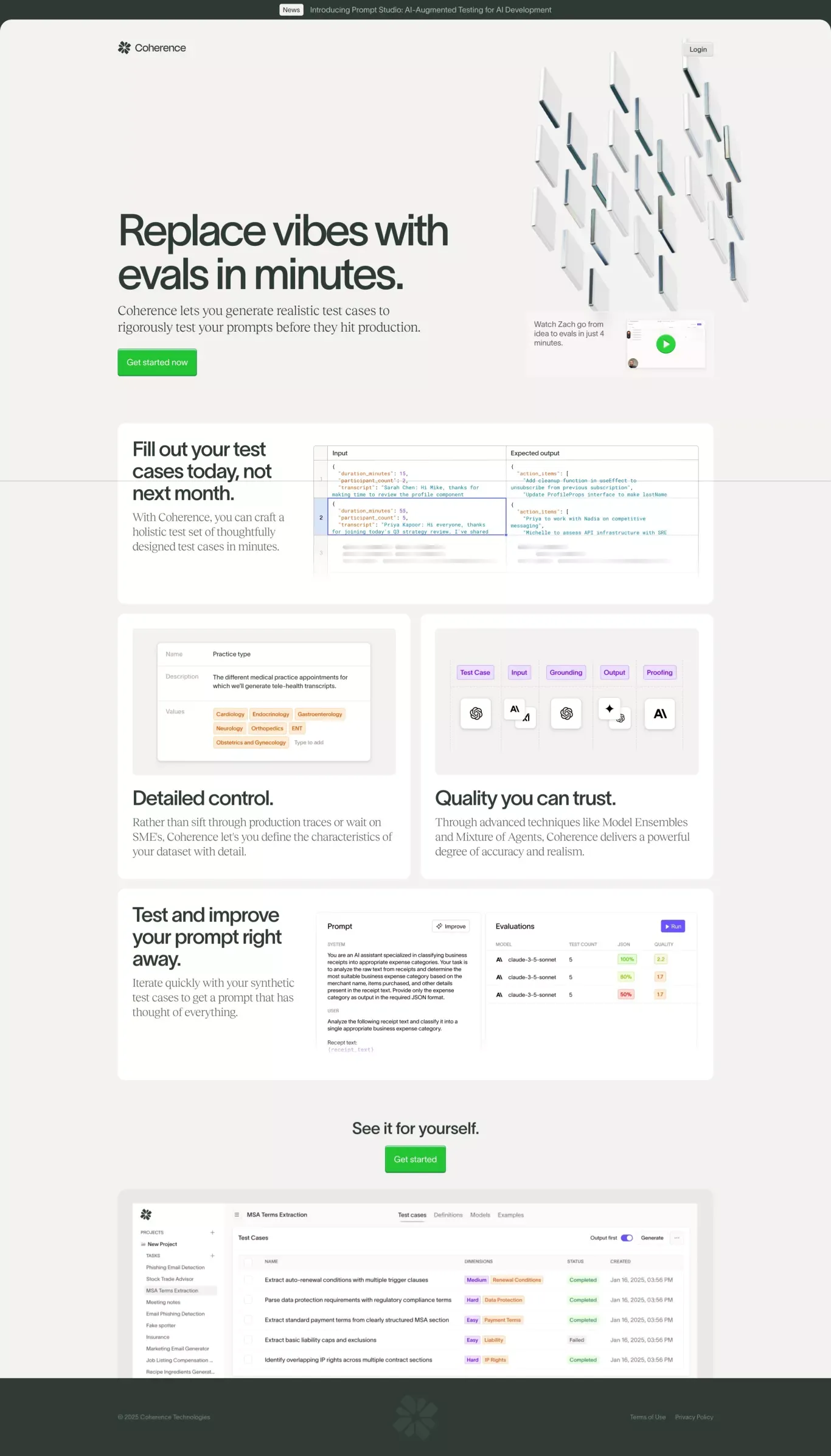 Coherence — Synthetic Data for AI Applications - Landing design