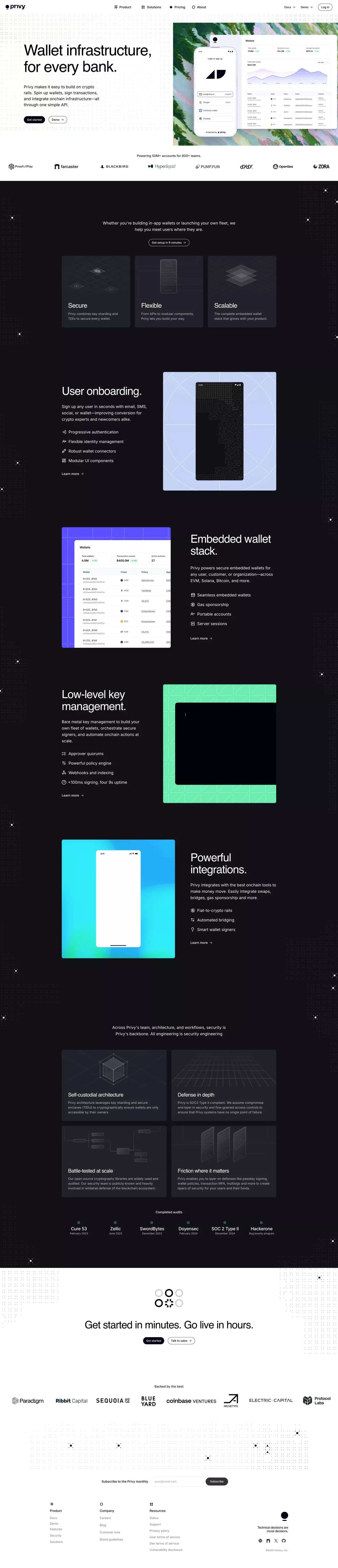Privy - Wallet infrastructure, built for scale. - Landing design