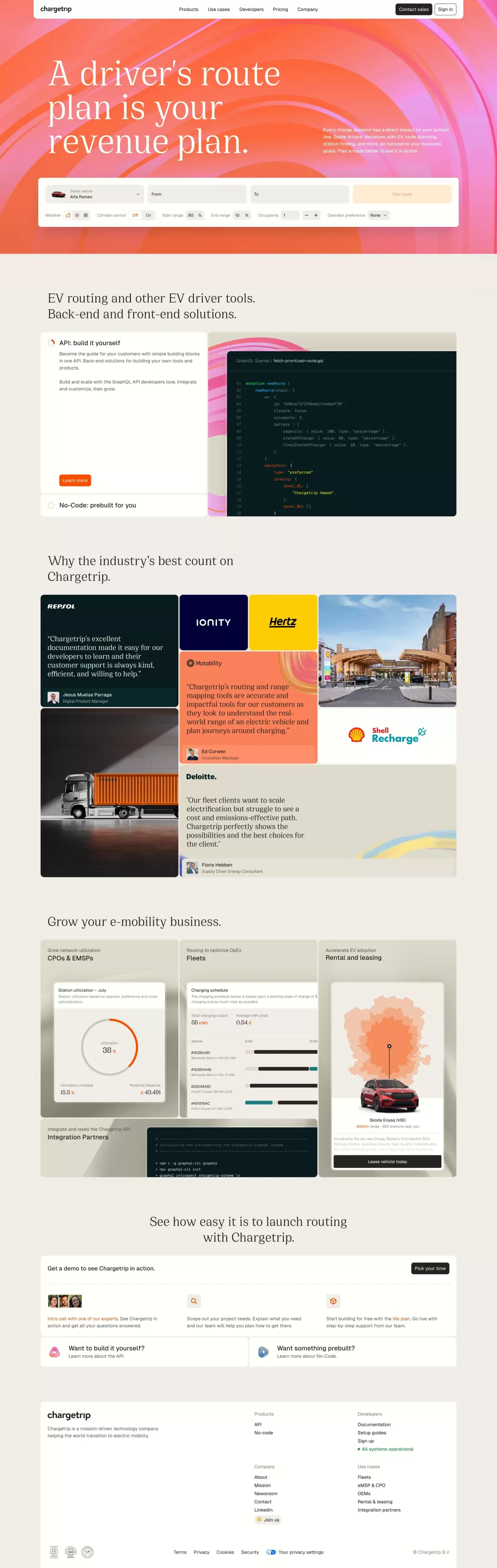 Chargetrip | Routing revenue - Landing design