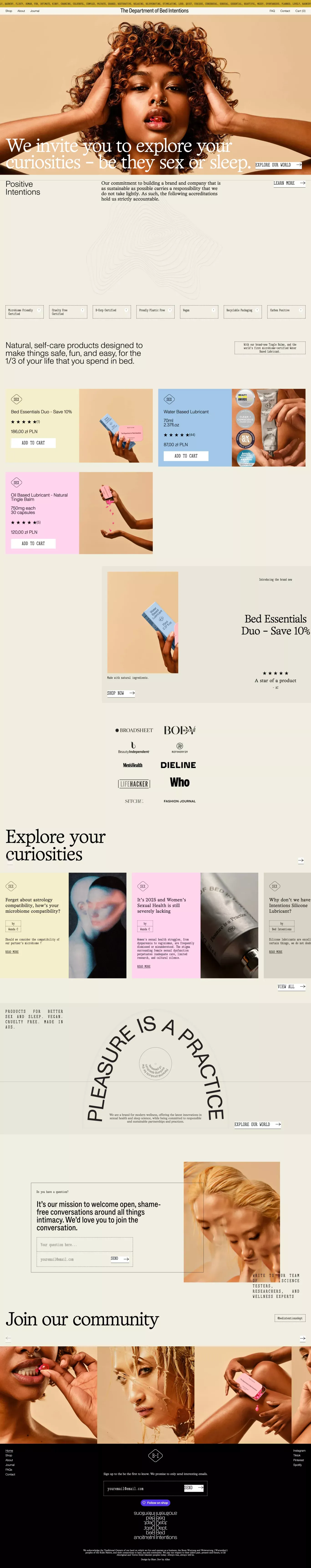 The Department of Bed Intentions - Ecommerce design