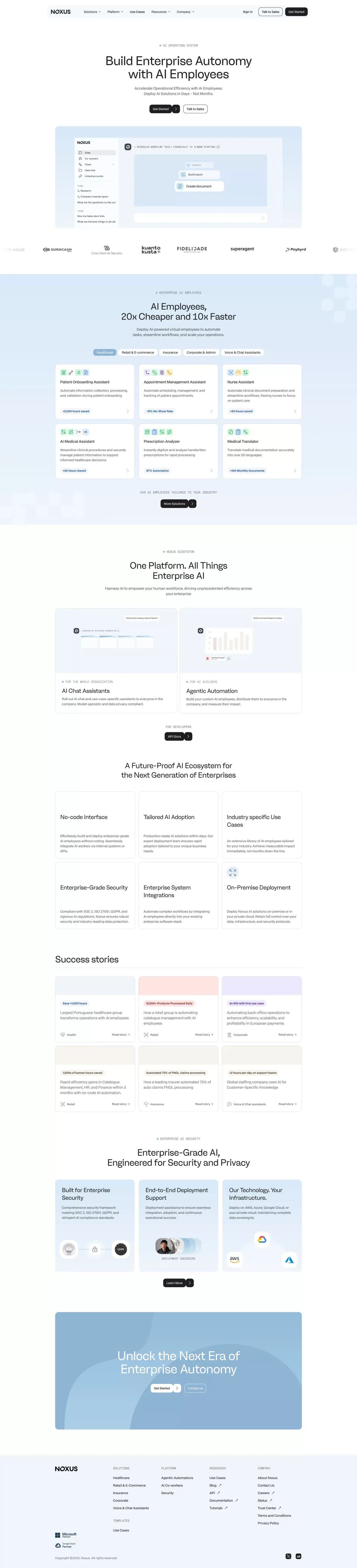 Noxus - Build Enterprise Autonomy with AI Employees - Landing design